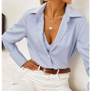 Striped Blouse With Crop Cami Top